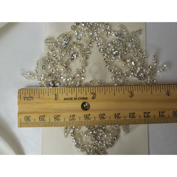 Wide ivory beaded wedding dress bridal belt sash,lace beaded bridal belt sash - Picture 6 of 6